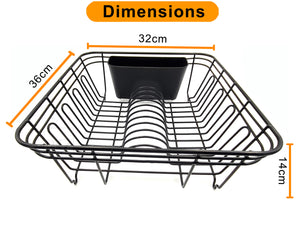 Dish Drainer, Rust Proof Dish Drying Rack, Plate Organizer + Matching Cutlery Box & Optional Dripping Tray