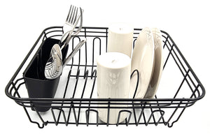 Dish Drainer, Rust Proof Dish Drying Rack, Plate Organizer + Matching Cutlery Box & Optional Dripping Tray