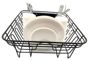 Dish Drainer, Rust Proof Dish Drying Rack, Plate Organizer + Matching Cutlery Box & Optional Dripping Tray