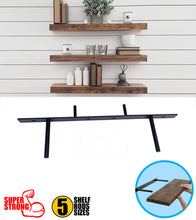 Load image into Gallery viewer, B&amp;Z Customizable Floating Plate Shelf Support Brackets Extremly Heavy Duty Invisible Oak Mantel Timber Scaffold Board Reclaimed Railway Sleeper Wood Shelf
