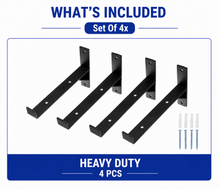 Load image into Gallery viewer, 2x Heavy Duty Metal Shelf Brackets - Rustic T Lip Brackets for Wood Wall Shelf
