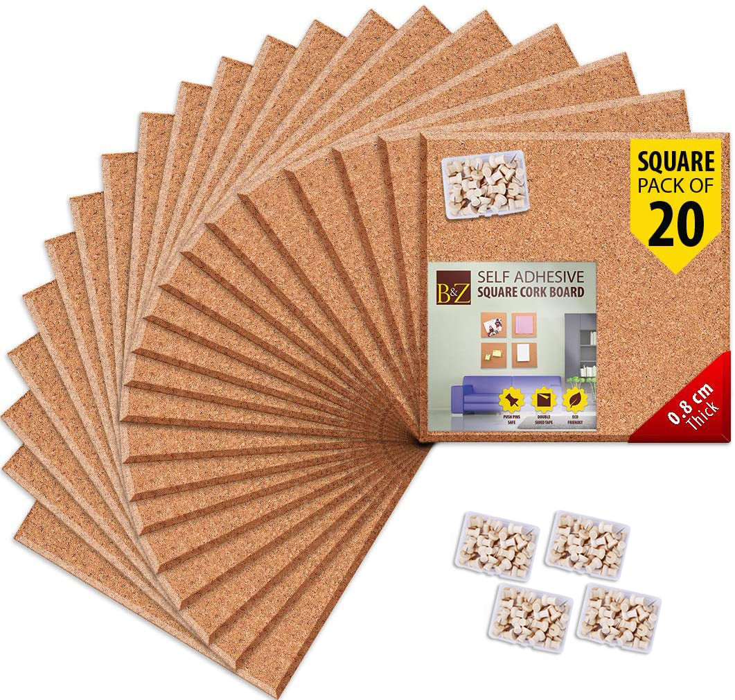 B&Z Sticky Cork Board Tiles Hexagone Self Adhesive Mini Wall Bulletin  Lightweight, Stick Well , Easy to Install, Multipurpose, Free Pins 