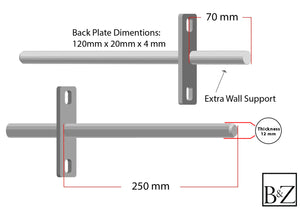 B&Z - Cross Shelf Brackets | Heavy Duty Floating Shelf Brackets Invisible Concealed Flying Blind Wall Mounted Wooden Oak Mantle Shelf Timber Scaffold Board - Available in 9 Sizes