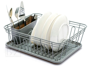 B&Z Large Dish Drainer Rack With Cutlery Box & Drip Tray Plate Rack Kitchen  Sink