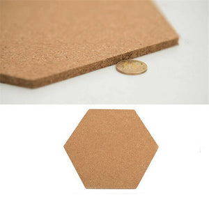 B&Z Self Adhesive Sticky Cork board Hexagon Tiles Mini Wall Bulletin Boards Pin Message Notice Board Wooden Push Pin Board | 2 THICKNESS - 2 SIZES - 5 PACKS