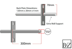 B&Z - Cross Shelf Brackets | Heavy Duty Floating Shelf Brackets Invisible Concealed Flying Blind Wall Mounted Wooden Oak Mantle Shelf Timber Scaffold Board - Available in 9 Sizes