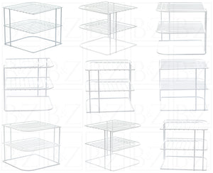 B&Z Cabnet Storage Shelf rack - 3 Tier Cabnet Dish Rack - Corner Dish Organizer - Work Top Kitchen Plate Organizer | Heavy Duty, Multipurpose, Spacious & Rust Free - (22.5 x 22.5 x 20cm)