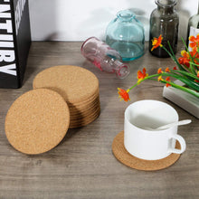 Load image into Gallery viewer, B&amp;Z - 12 X Cork Cup Coasters Plain Round Thermal Insulation Cork Placemat Coffee,Tea ,Drink, Mug Pad Non-Slip Mat Coasters Set of 12 | 10cm x 10cm x 0.6cm
