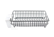 Load image into Gallery viewer, Extra Large Dish Drainer Rack | Single Tier, Rust Proof, Heavy Duty, Plastic Coated, Spacious, White Utensil Cutlery Holder for Kitchen | Mat Black (48 x 37.5 x 11.5cm)
