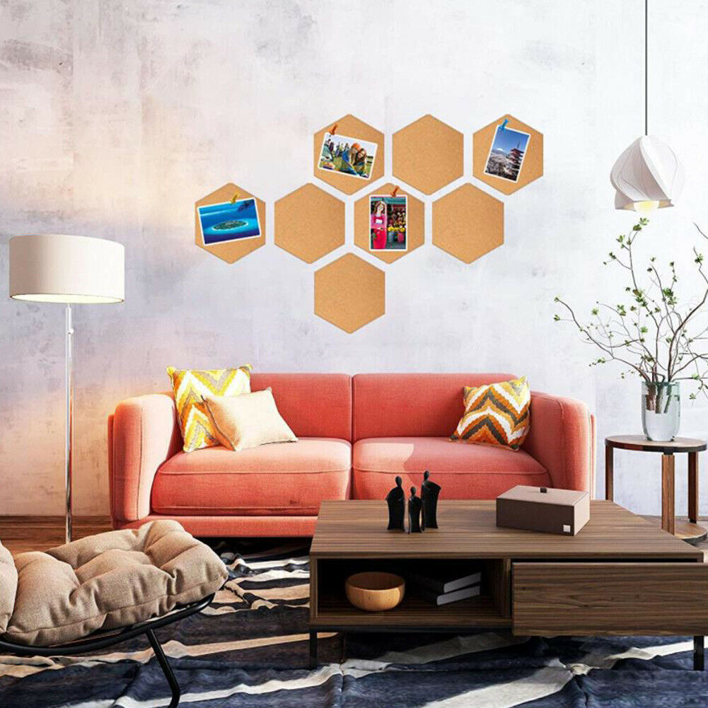 Set Of 6 Hexagon Felt Pin Board Self Adhesive Bulletin Memo Photo Cork  Boards Colorful Foam Wall De