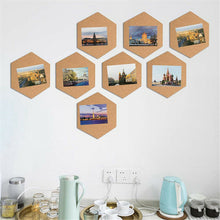 Load image into Gallery viewer, B&amp;Z Self Adhesive Sticky Cork board Hexagon Tiles Mini Wall Bulletin Boards Pin Message Notice Board Wooden Push Pin Board | 2 THICKNESS - 2 SIZES - 5 PACKS
