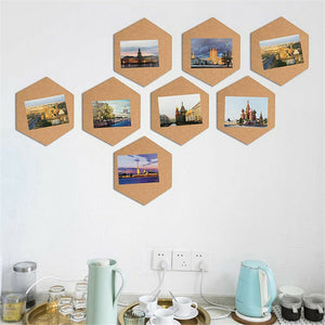 B&Z Self Adhesive Sticky Cork board Hexagon Tiles Mini Wall Bulletin Boards Pin Message Notice Board Wooden Push Pin Board | 2 THICKNESS - 2 SIZES - 5 PACKS