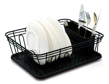 Load image into Gallery viewer, Dish Drainer, Rust Proof Dish Drying Rack, Plate Organizer + Matching Cutlery Box &amp; Optional Dripping Tray
