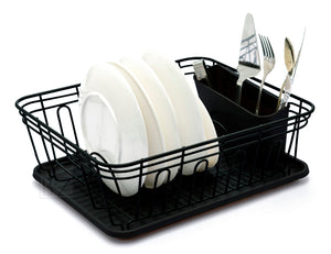 B&Z Nickle Large Dish Drying Rack With Cutlery Holder Countertop