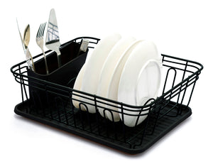 Dish Drainer, Rust Proof Dish Drying Rack, Plate Organizer + Matching Cutlery Box & Optional Dripping Tray