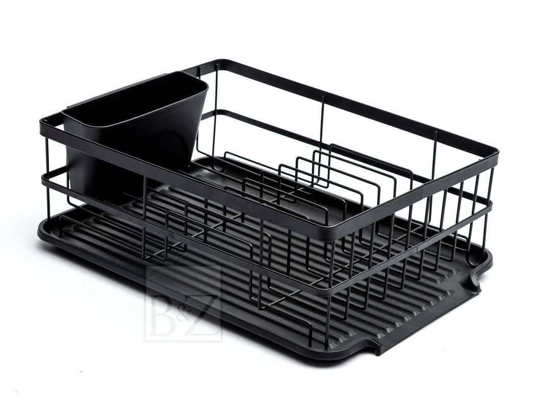 Aluminum Dish Rack with Cutlery Holder Removable Drainer Tray