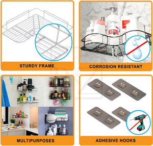 B&Z Corner Shower Rack, Drill Free - Shower Caddy, Corner Shelf