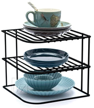 Load image into Gallery viewer, B&amp;Z Cabnet Storage Shelf rack - 3 Tier Cabnet Dish Rack - Corner Dish Organizer - Work Top Kitchen Plate Organizer | Heavy Duty, Multipurpose, Spacious &amp; Rust Free - (22.5 x 22.5 x 20cm)
