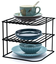 Load image into Gallery viewer, B&amp;Z Cabnet Storage Shelf rack - 3 Tier Cabnet Dish Rack - Corner Dish Organizer - Work Top Kitchen Plate Organizer | Heavy Duty, Multipurpose, Spacious &amp; Rust Free - (22.5 x 22.5 x 20cm)
