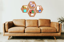 Load image into Gallery viewer, B&amp;Z Self Adhesive Sticky Cork board Hexagon Tiles Mini Wall Bulletin Boards Pin Message Notice Board Wooden Push Pin Board | 2 THICKNESS - 2 SIZES - 5 PACKS
