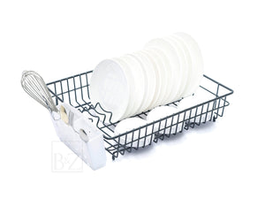 Extra Large Dish Drainer Rack | Single Tier, Rust Proof, Heavy Duty, Plastic Coated, Spacious, White Utensil Cutlery Holder for Kitchen | Mat Black (48 x 37.5 x 11.5cm)