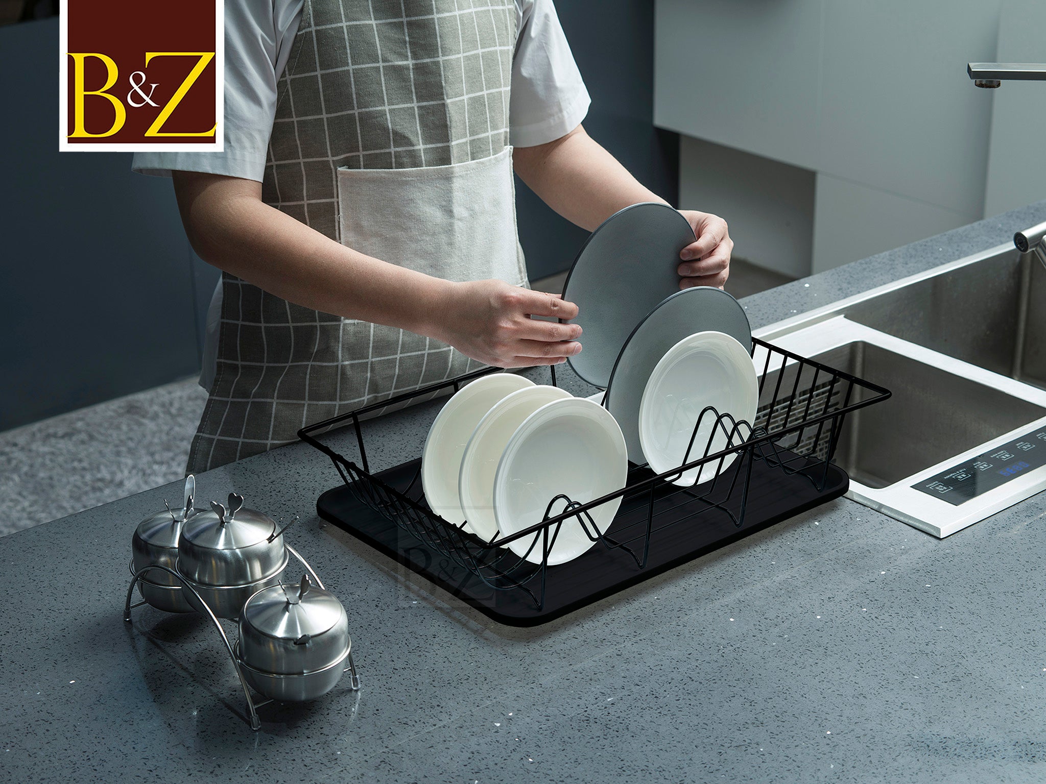 Large Plastic Kitchen Plate Dish Drainer Rack Draining Board Cutlery Holder  UK