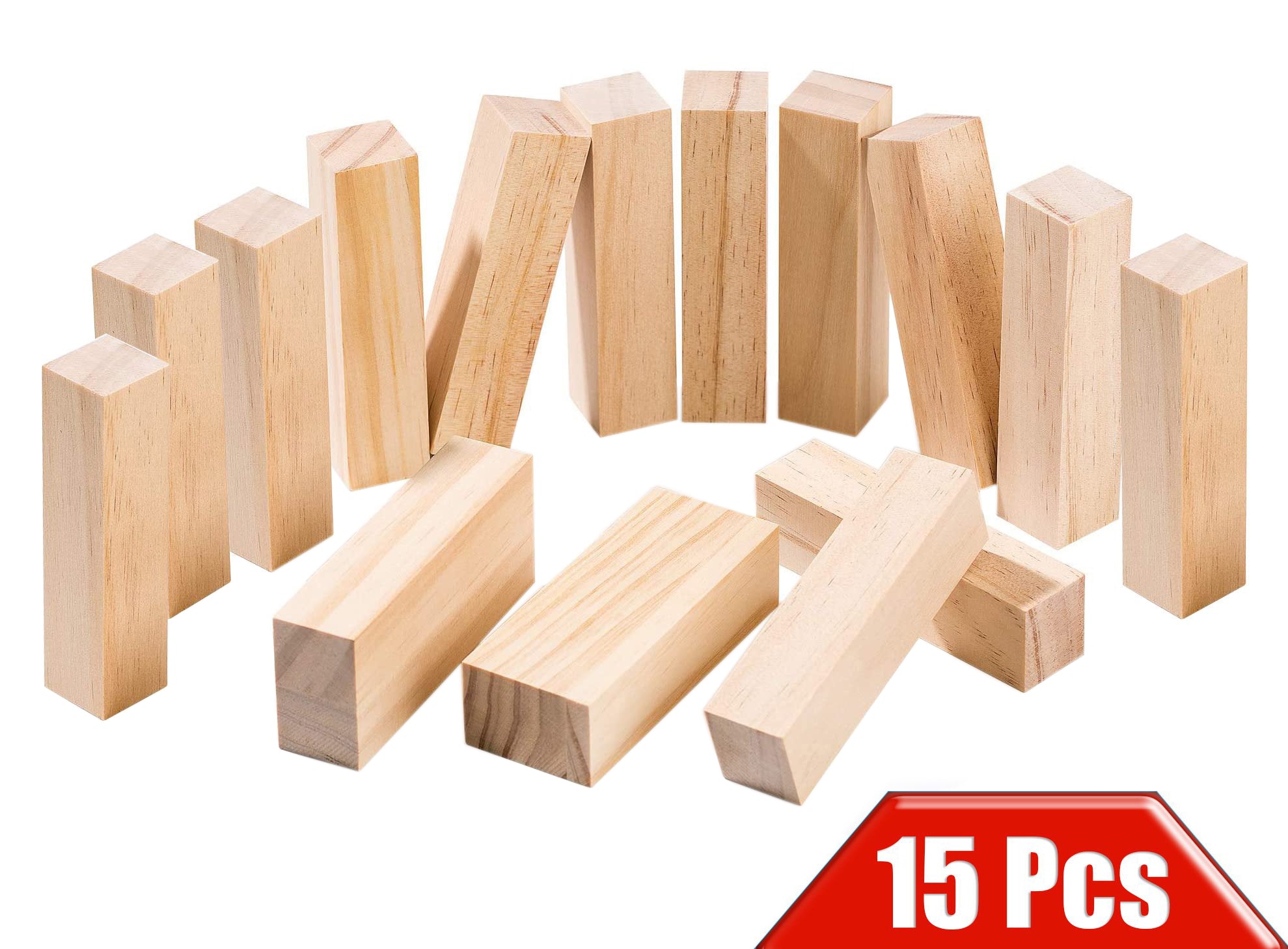  EXCEART 10pcs Pine Carved Wood Blocks Carving Wood