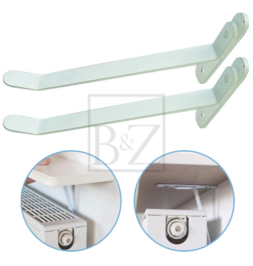 Standard Radiator Brackets Radiator Shelf Brackets No-Drill – White Steel | Fits 25–65 mm Radiator ...