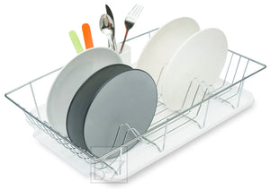 B&Z Nickle Large Dish Drying Rack With Cutlery Holder Countertop