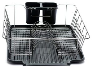 B&Z Large Dish Drainer Rack With Cutlery Box & Drip Tray Plate
