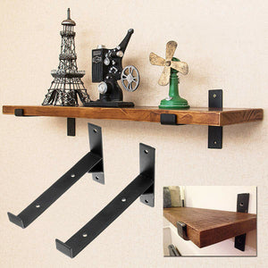 B&Z Industrial Rustic Angle Shelf Braces Brackets for Vintage Wooden Reclaimed Railway Sleeper Oak Shelves DIY Sturdy | Decorative | Easy to fit | 2 Shapes & 3 Sizes